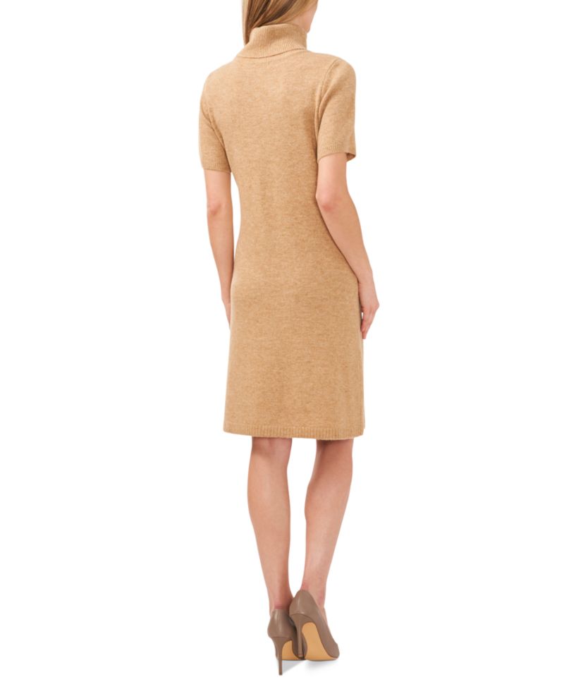 Women's Short-Sleeve Turtleneck Sweater Dress