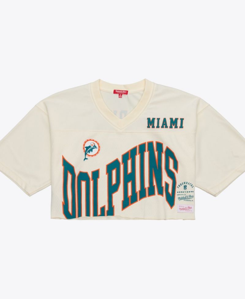 Women's Dan Marino Cream Miami Dolphins Retired Player Cropped Fashion Jersey