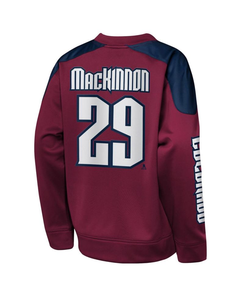 Big Boys and Girls Nathan MacKinnon Burgundy Colorado Avalanche Best Defense Name & Number Crewneck Sweatshirt