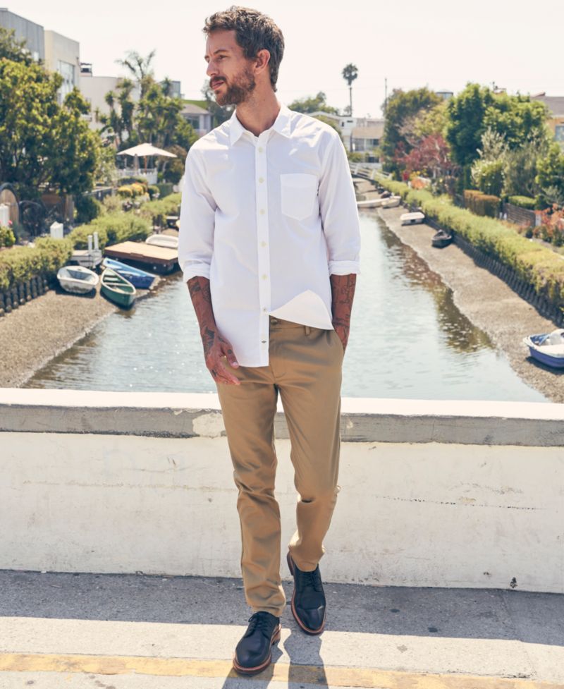 Mens' Signature Lux Cotton Straight Fit Stretch Khaki Pants