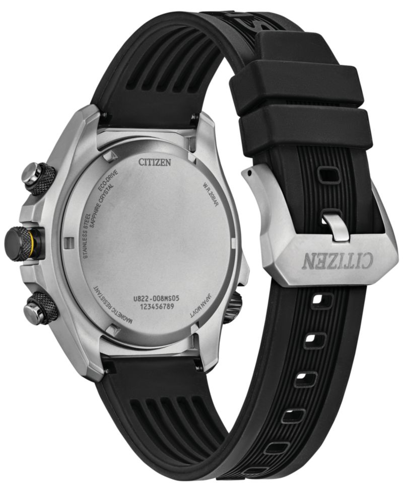 Eco-Drive Men's Chronograph Promaster Land Black Rubber Strap Watch 44mm