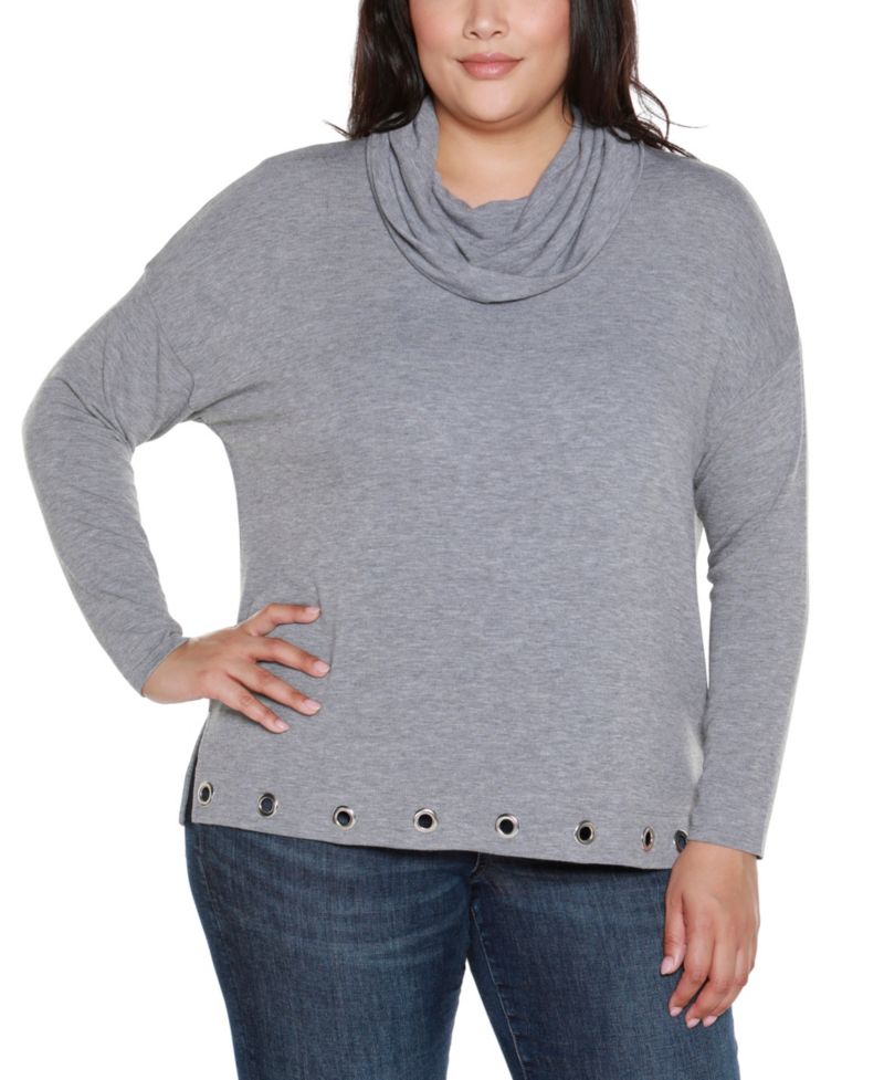 Plus Size Hacci Cowl Neck Knit Top