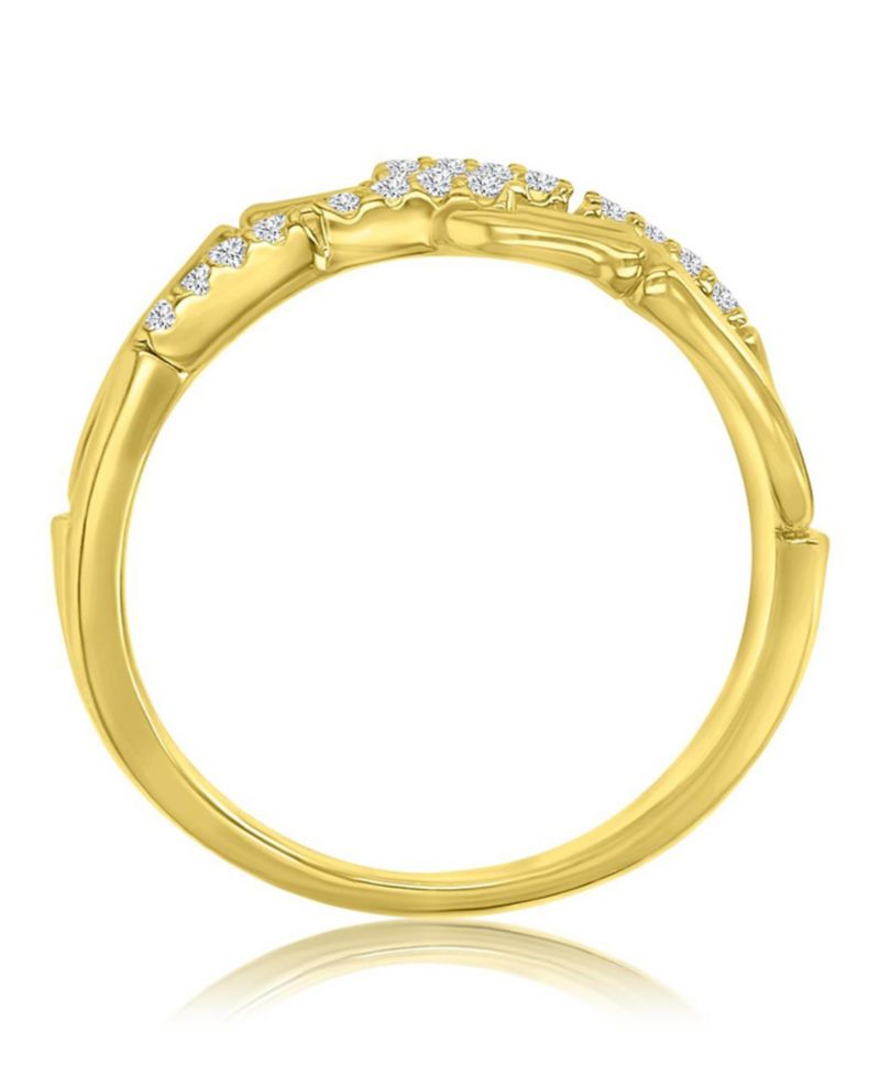 Elegant Cubic Zirconia Link Ring in 14k Yellow Gold Over Sterling Silver
