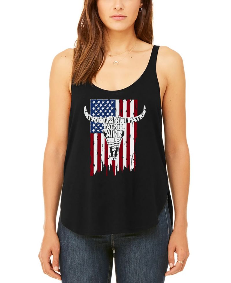 Women's Patriot Flag Premium Word Art Flowy Tank Top