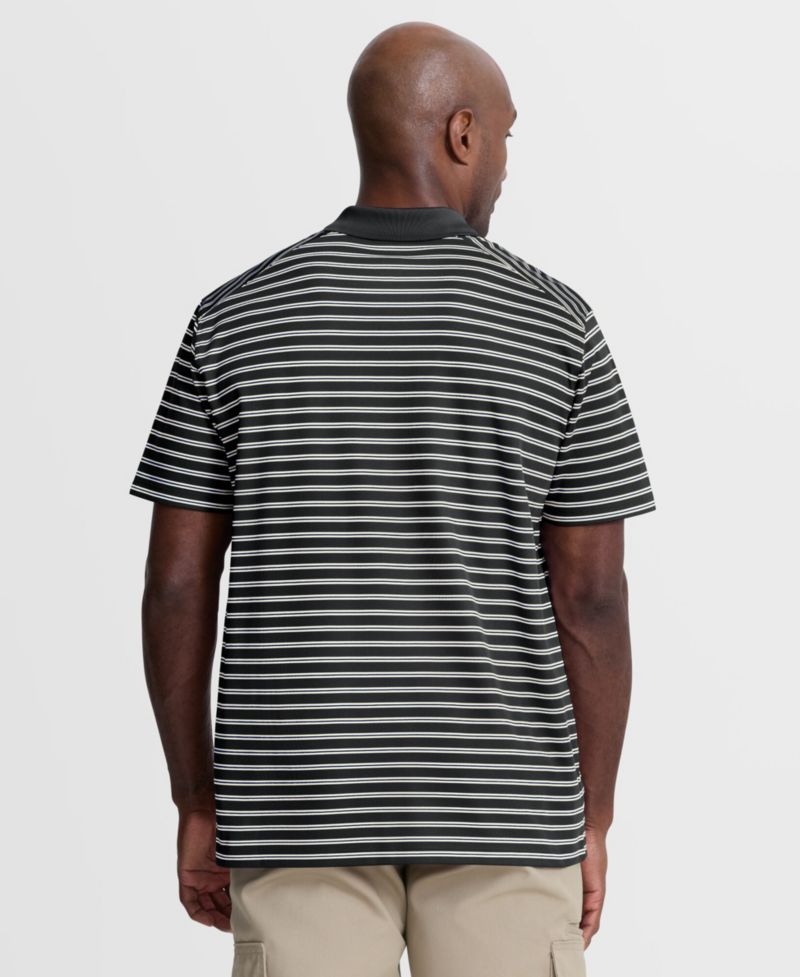Men's Black New York Mets Cooperstown Collection Dri-FIT Victory Striped Polo Shirt