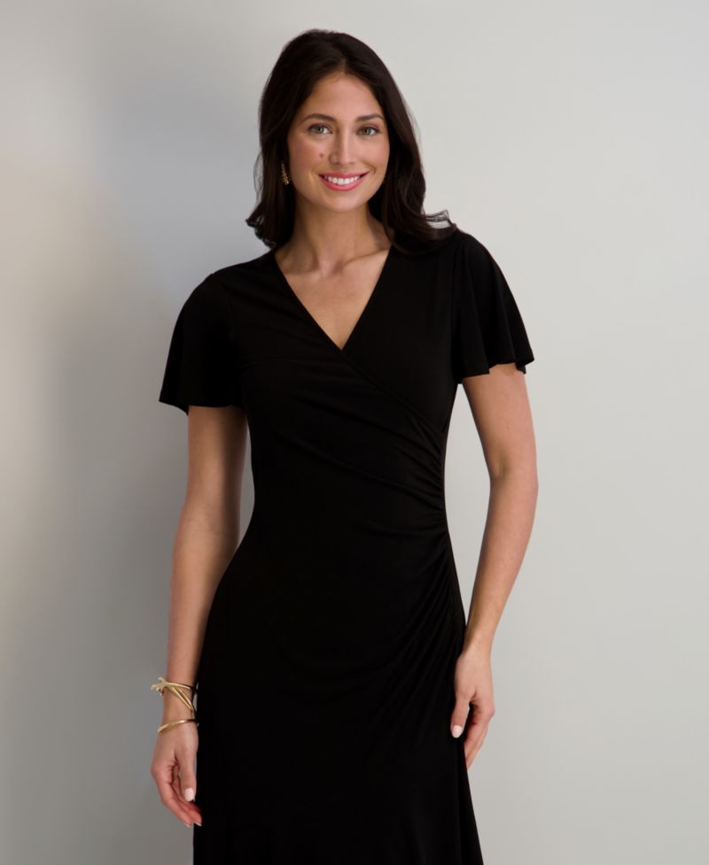 Flutter-Sleeve Midi Dress