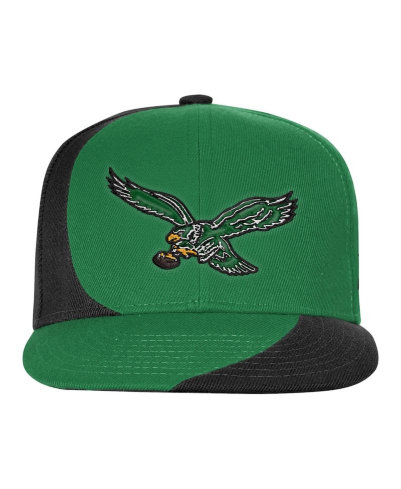 Big Boys and Girls Kelly Green/Black Philadelphia Eagles Side Swipe Retro Snapback Hat