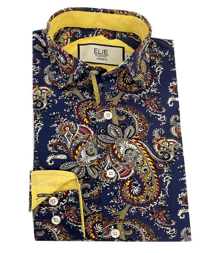 Little Boys Blue Paisley Slim Fit Shirt