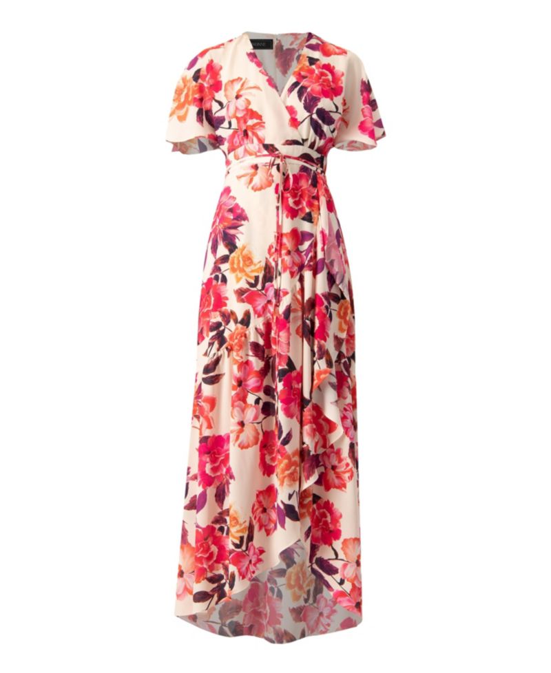 Women's Crossed V-Neck Wrap Floral Maxi Dress