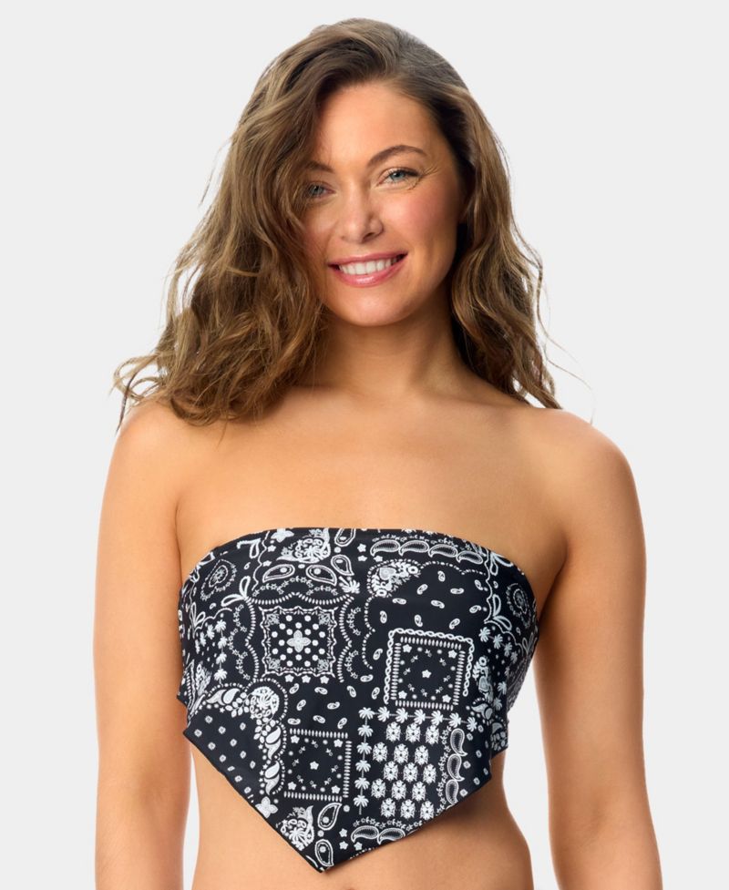 Women's Bandana Print Bandeau Neck Swim Bikini Top