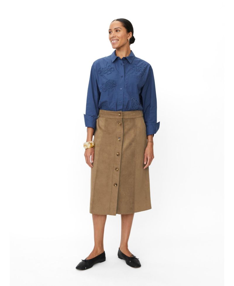 Women's Button Front Midi Skirt