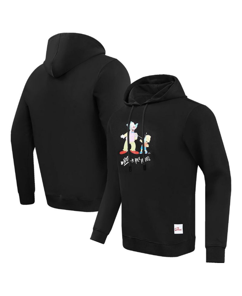 Men's Black The Simpsons Krusty Not A Role Model Pullover Hoodie