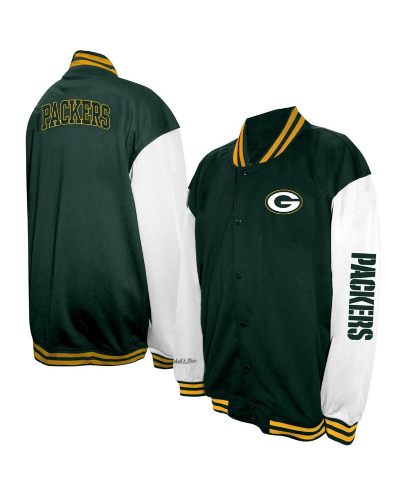 Men's Green Green Bay Packers Big & Tall Full-Snap Varsity Jacket