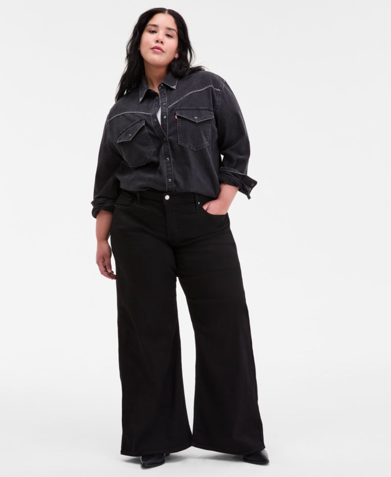 Plus Size Mid Rise 318 Shaping Wide-Leg Jeans