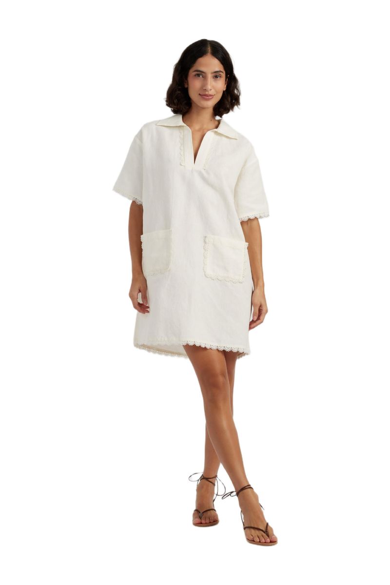 Women's Chinti and Parker Linen-Blend Scallop Tunic Dress