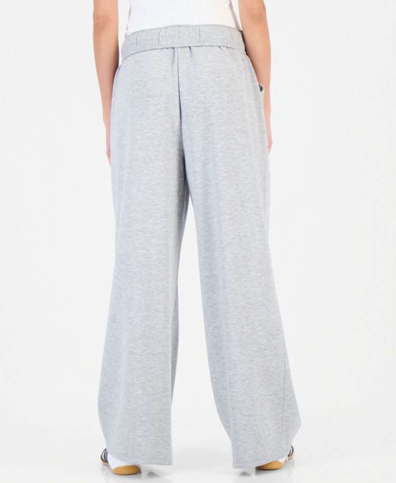 Juniors' Foldover High-Rise Wide-Leg Pull-On Fleece Pants