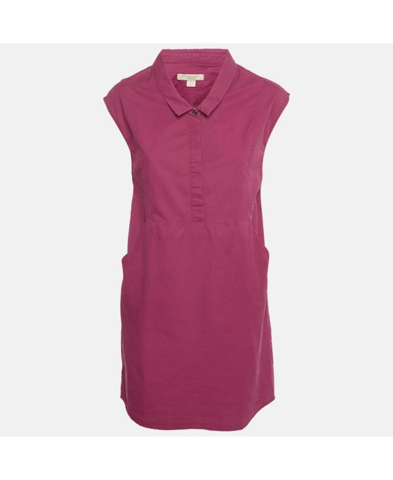 Women's Brit Dark Pink Cotton Sleeveless Mini Dress