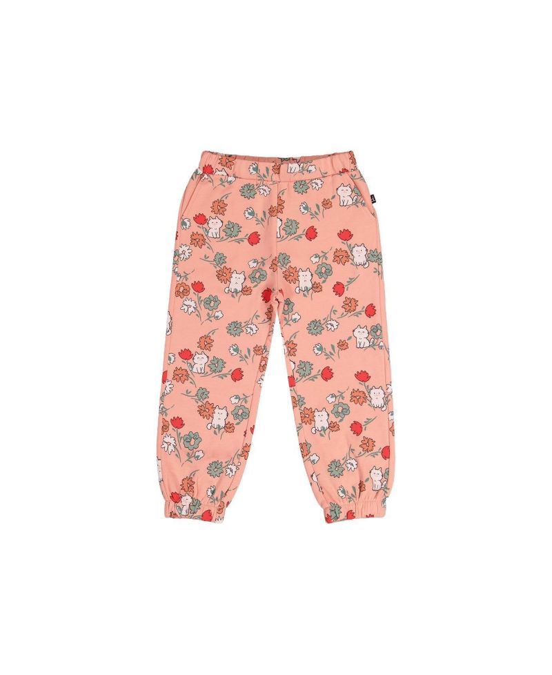 Little Girls (6-8) French Terry Sweatpants Cat Print
