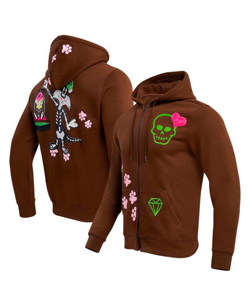 Men's and Women's Brown Looney Tunes Sylvester Full-Zip Hoodie