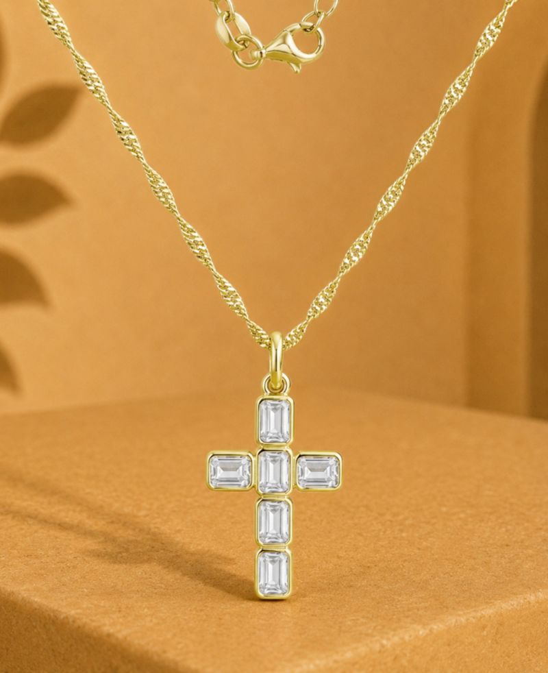 14k Gold-Plated Minimalist Cross Chain Necklace