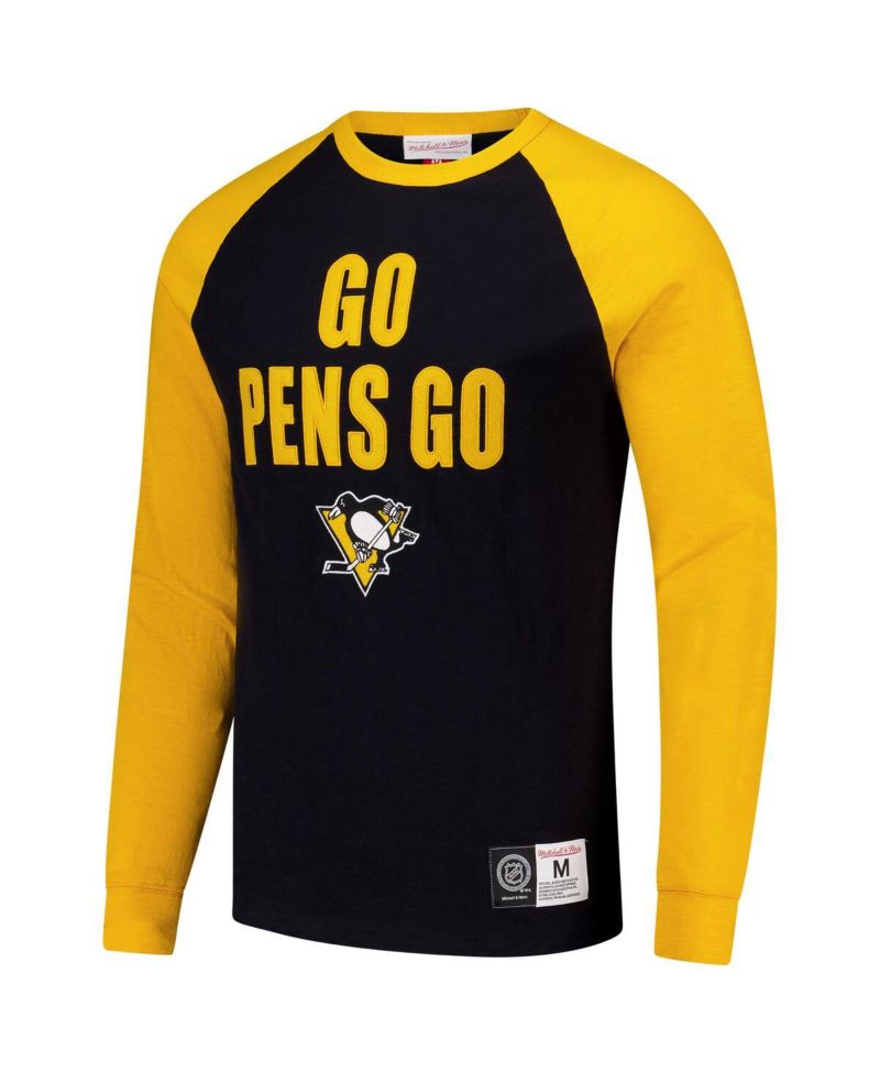 Men's Black/Gold Pittsburgh Penguins Legendary Slub Raglan Long Sleeve T-Shirt