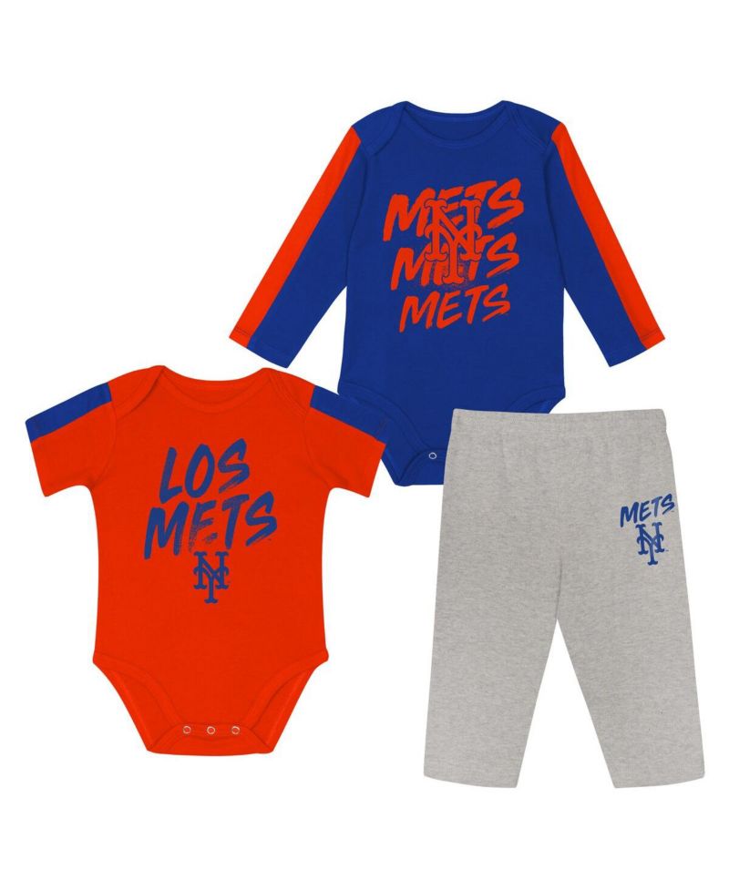 Baby Boys and Girls 3-Piece New York Mets Double Down Bodysuit and Pants Set