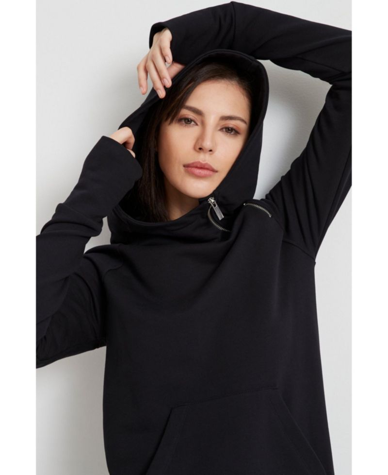 Women's Tompkins Side-Slit Hooded Sweatshirt Midi Dress