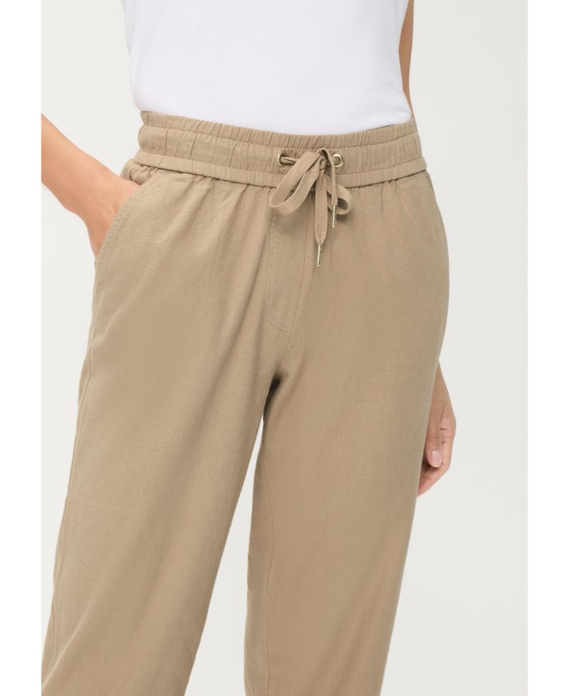 Women's Linen-Cotton Drawstring Cropped Pant