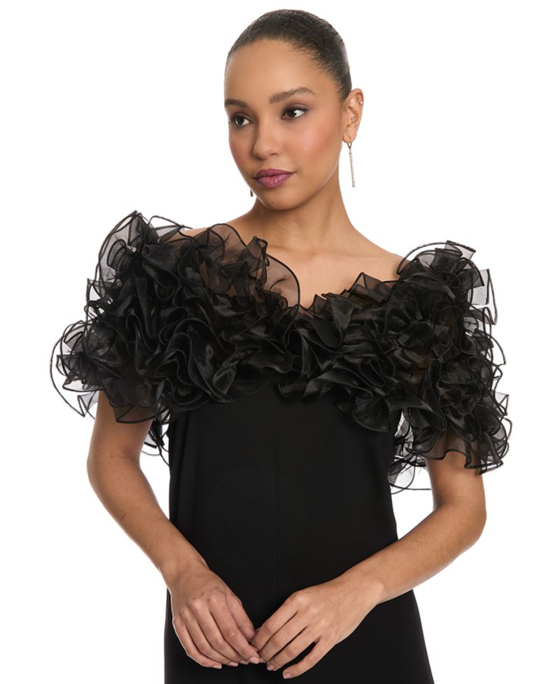 Women's Chandra Organza Ruffle Off-Shoulder Shawl