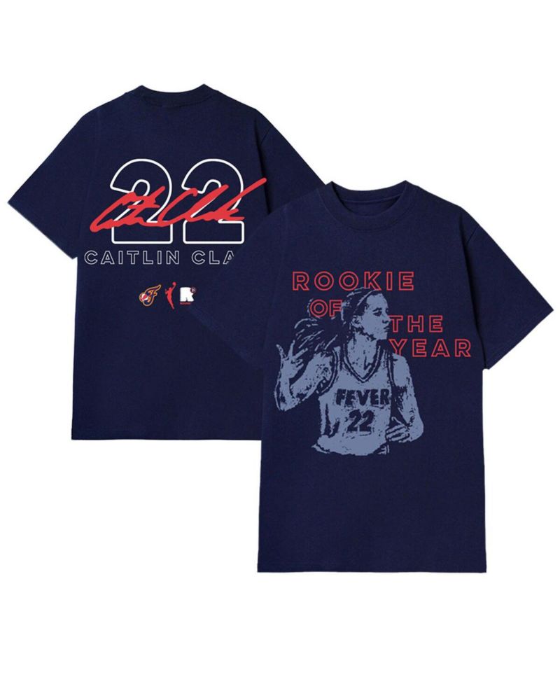 Men's and Women's Caitlin Clark Navy Indiana Fever 2024 WNBA Rookie of the Year T-Shirt