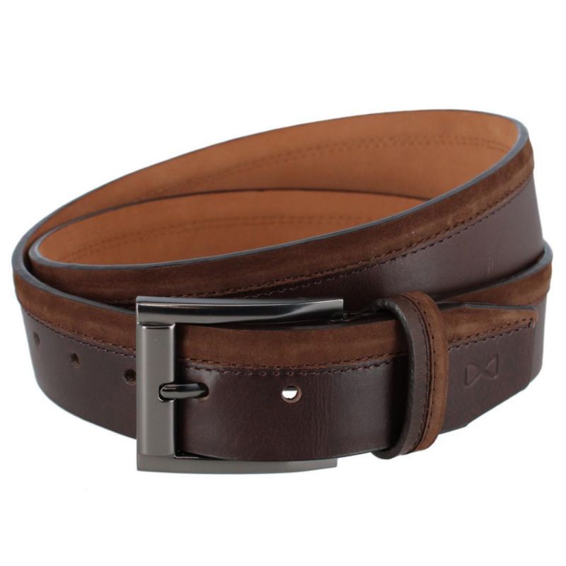 Men's Santiago Mixed Genuine Leather Stitched 38mm Casual Belt