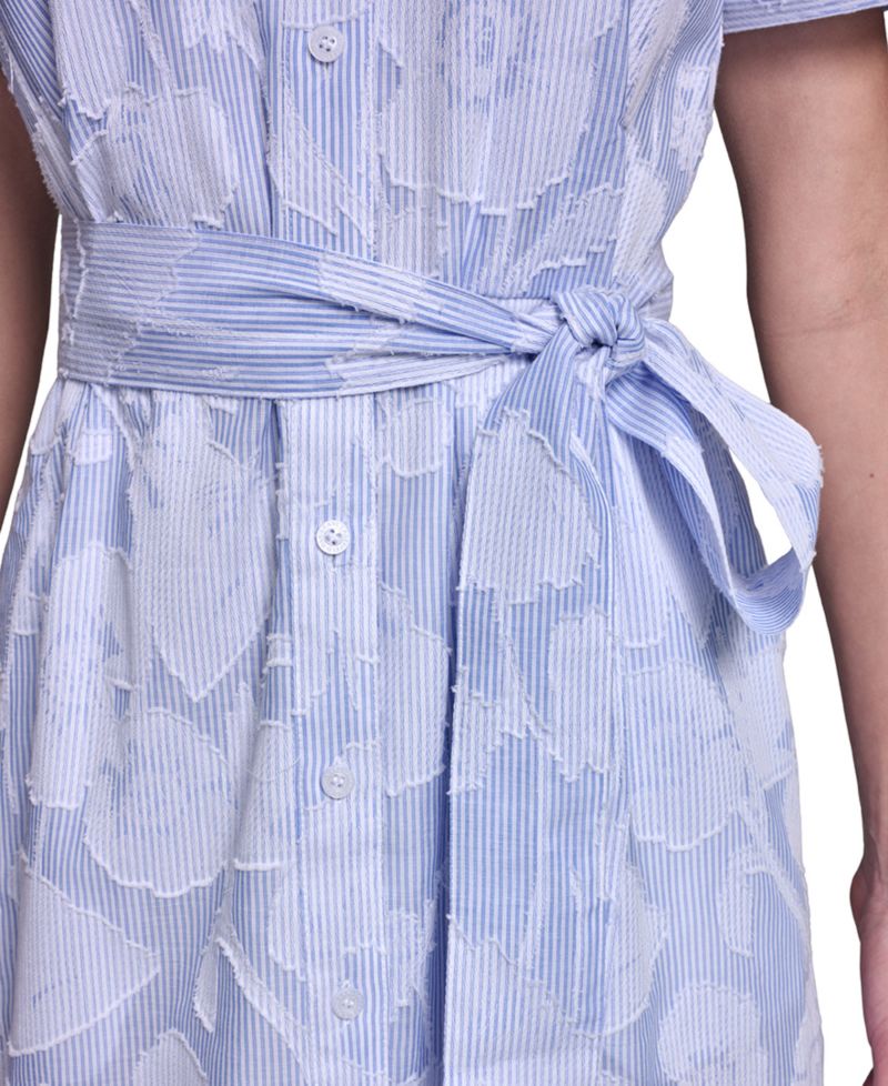 Women's Floral Burnout Cotton Shirt-Dress