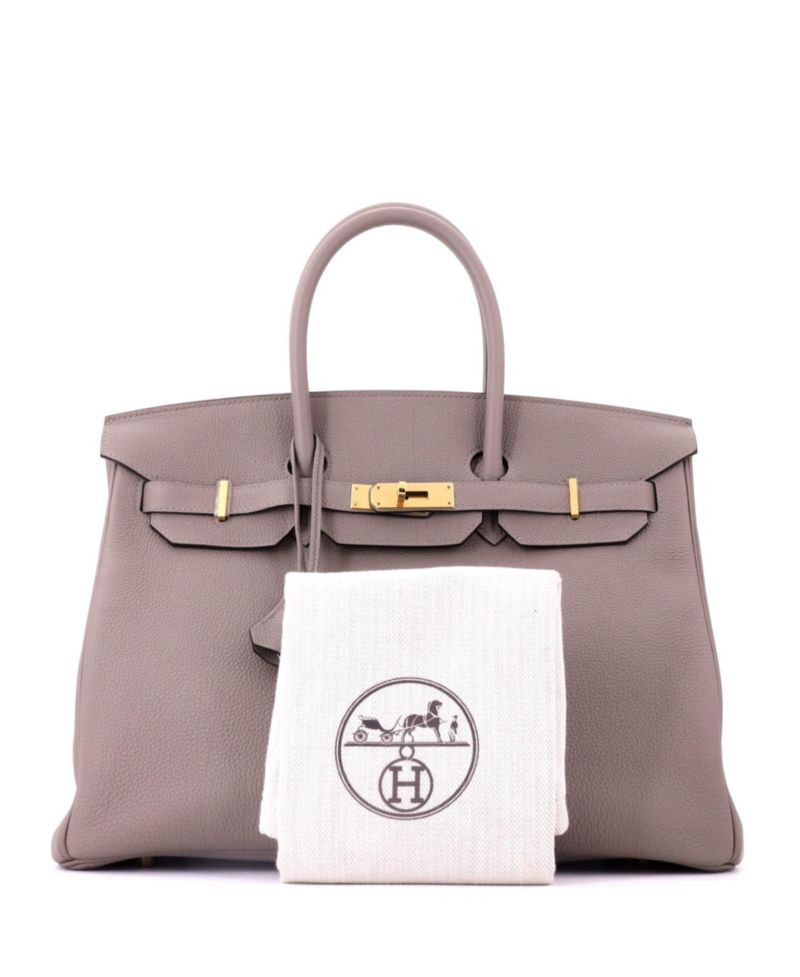 Birkin 35 Handbag Grey Togo with Gold Hardware