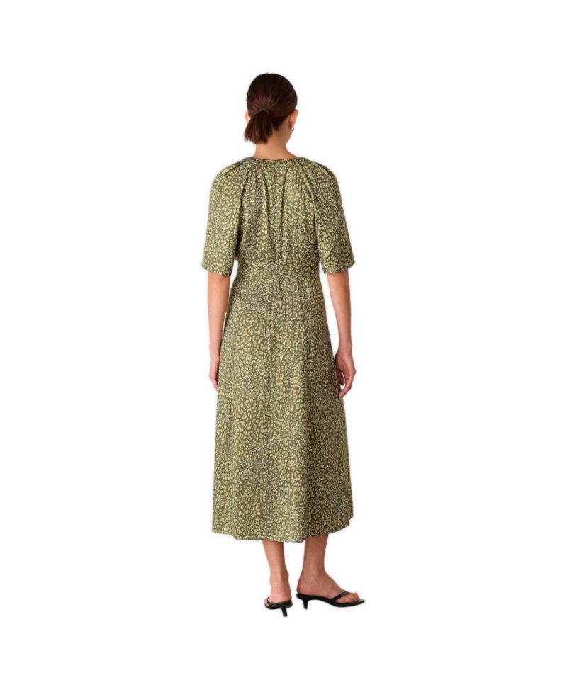 Women's Leopard Short Sleeve Midi Dress