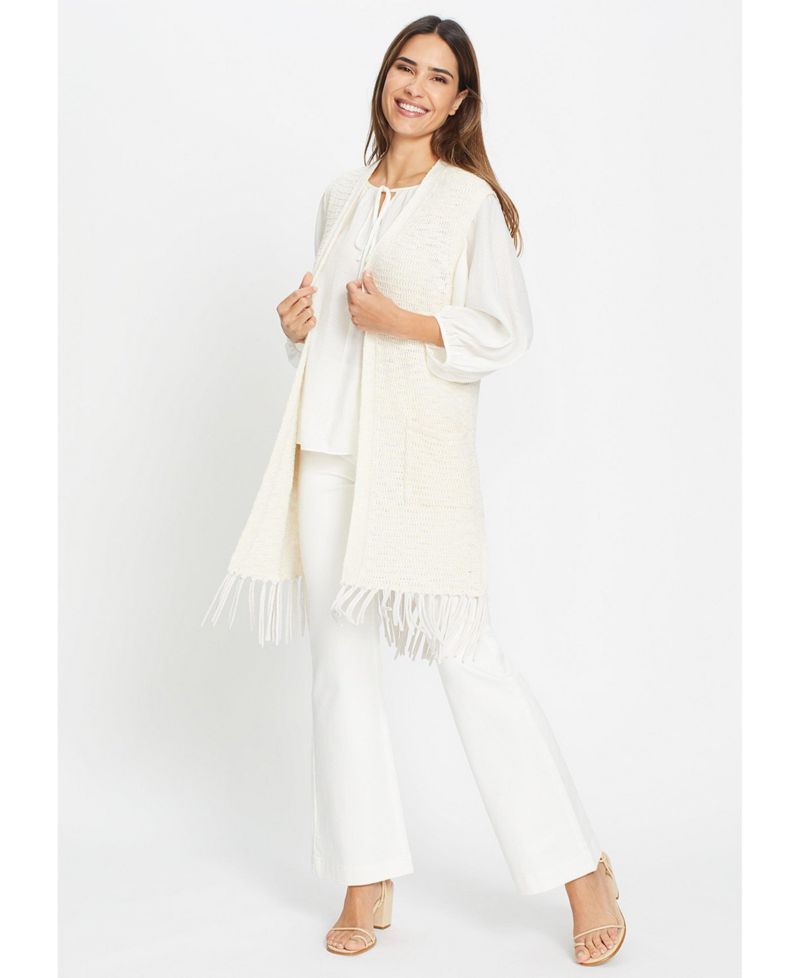 Women's Longline Fringe Trim Vest