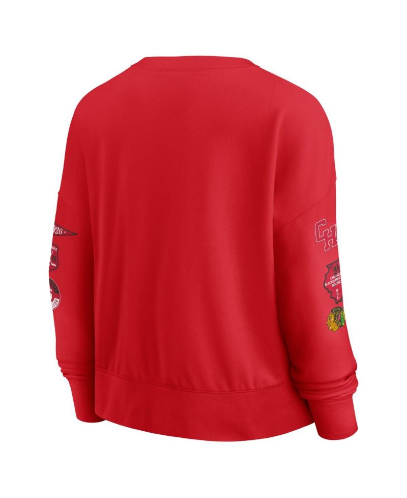 Women's Red Chicago Blackhawks Go Team Pullover Sweatshirt