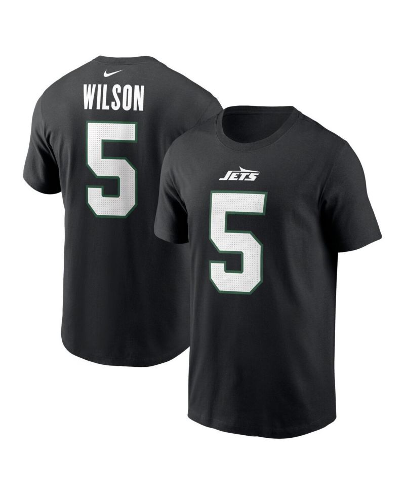 Men's Garrett Wilson Black New York Jets Name & Number T-Shirt