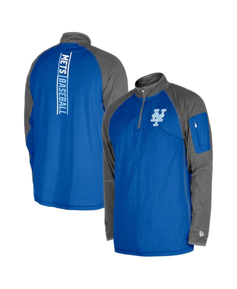 Men's Royal New York Mets Father's Day Raglan Quarter-Zip Top