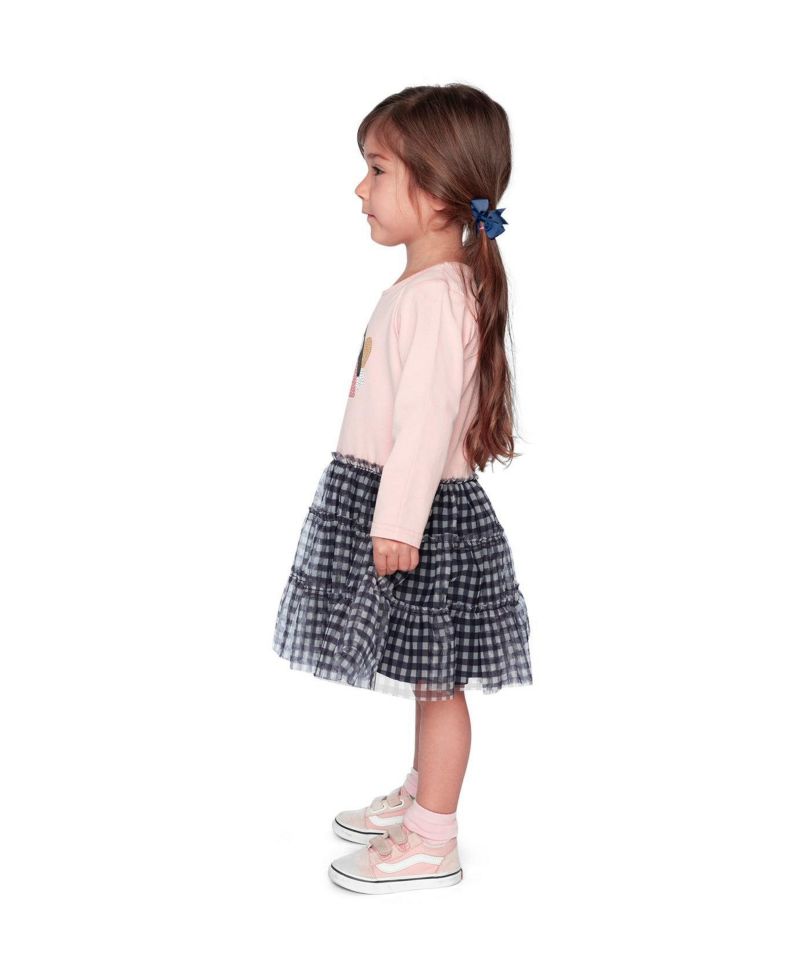 Little and Big Girl 6-8 Bi-Material Dress