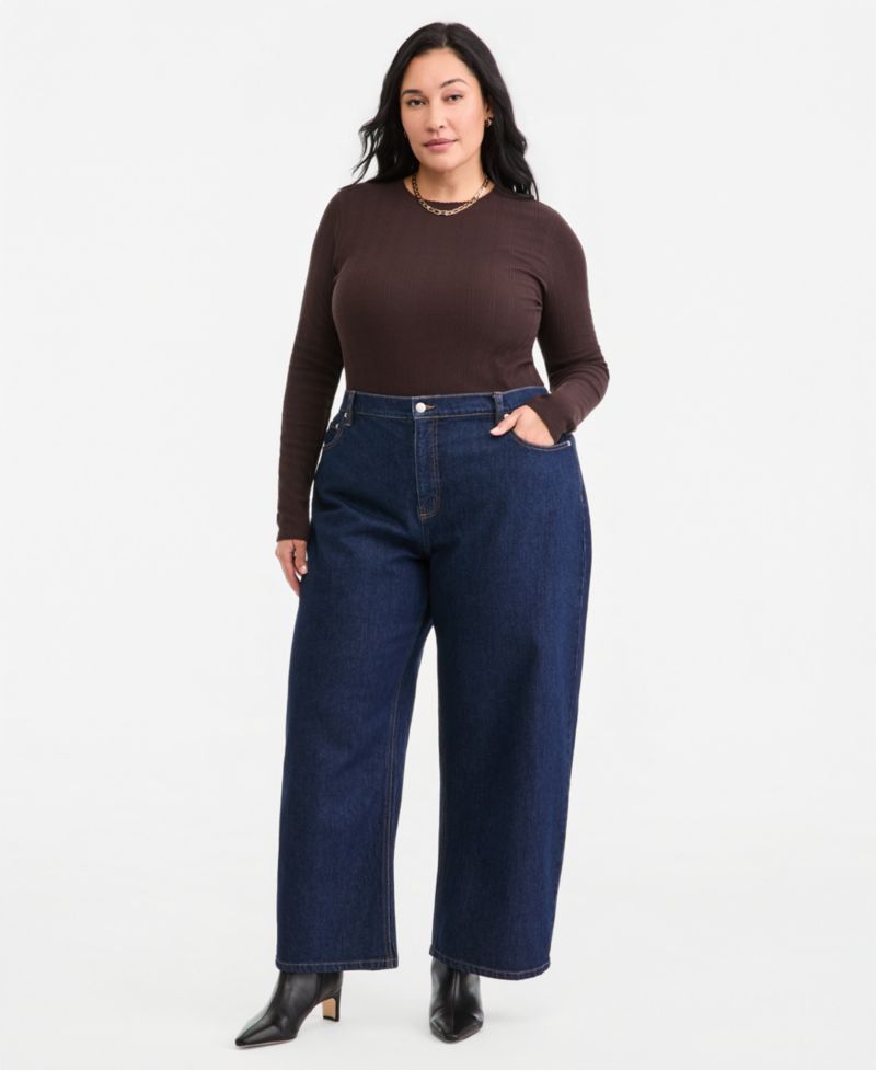 Plus Size Low-Curve Wide-Leg Mid-Rise Jeans
