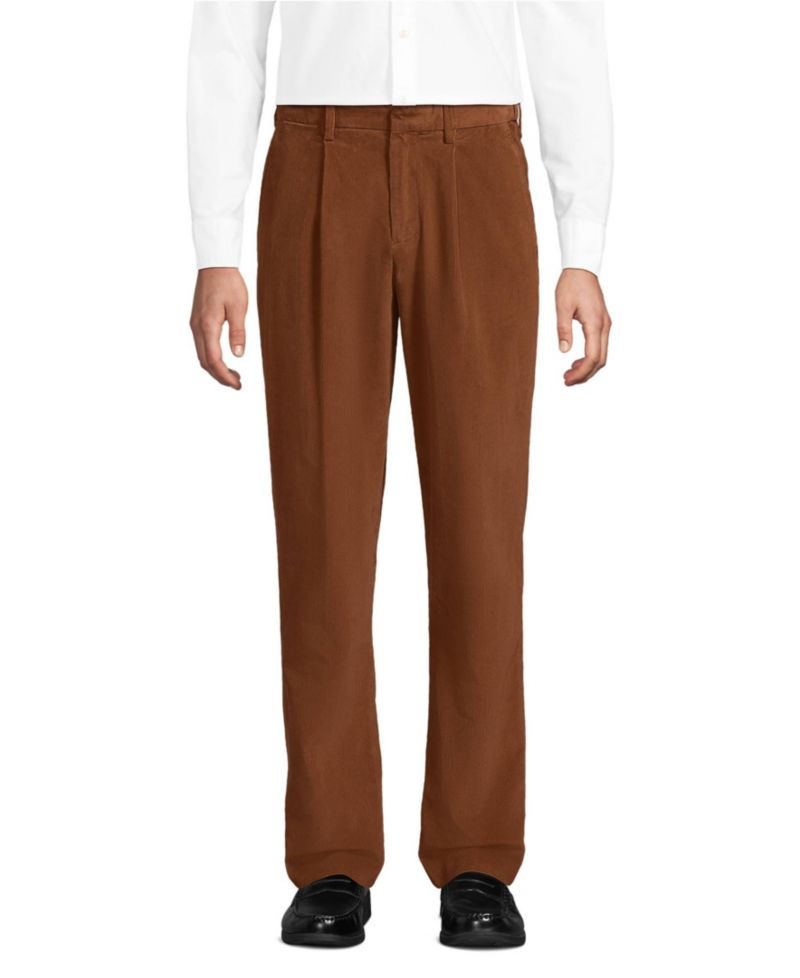 Men's Corduroy Comfort Waist Classic Fit Pleated Front Pant