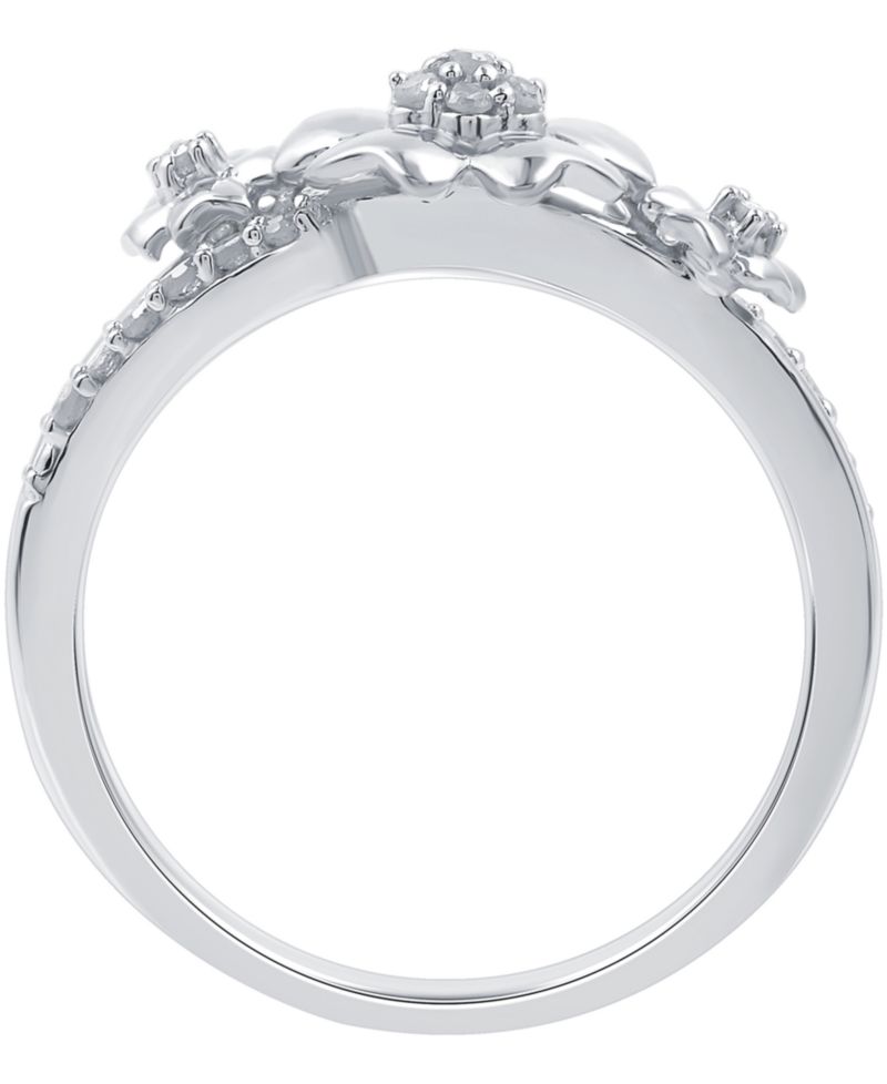Diamond Flower Ring (1/6 ct. t.w.) in Sterling Silver