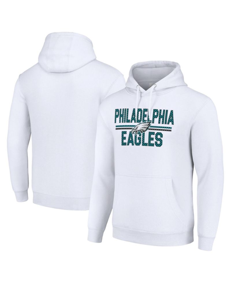 Men's and Women's White Philadelphia Eagles Team Mesh Print Graphic Tri-Blend Pullover Hoodie