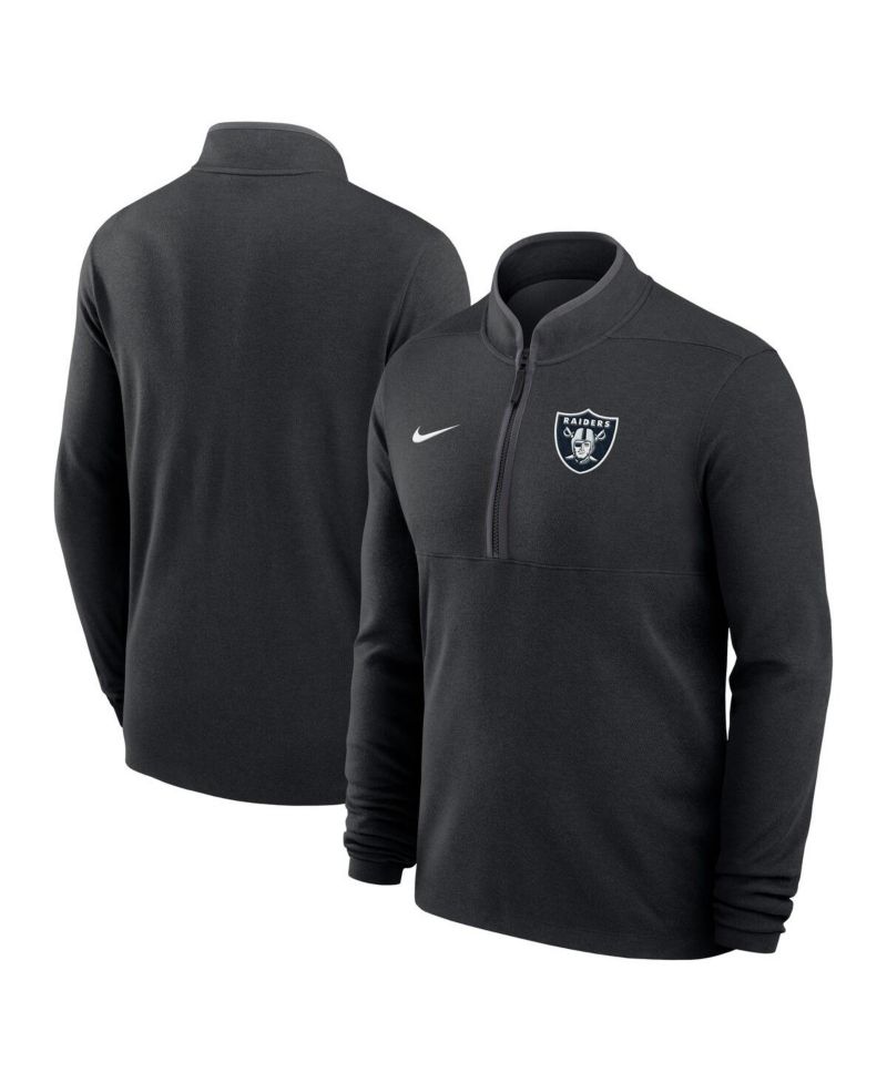 Men's Black Las Vegas Raiders Lightweight Victory Dri-FIT Half-Zip Pullover Hoodie