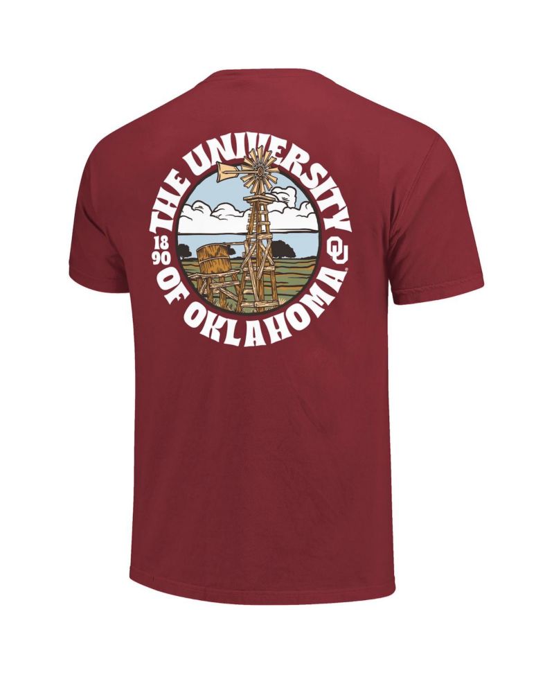Men's Crimson Oklahoma Sooners Comfort Colors Thick Lined Landscape T-Shirt