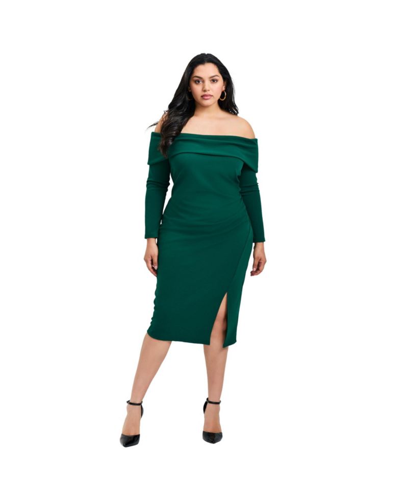 Women's Plus Size Collette Off Shoulder Gathered Waist Dress