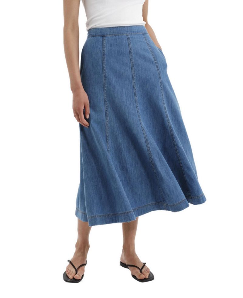 Women's Dana Denim Midi A-Line Skirt