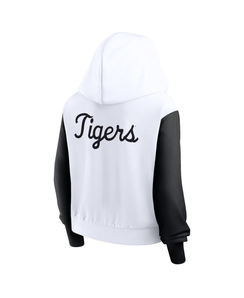 Women's White LSU Tigers Cropped Beyond Capability Color Block Script Full-Zip Hoodie