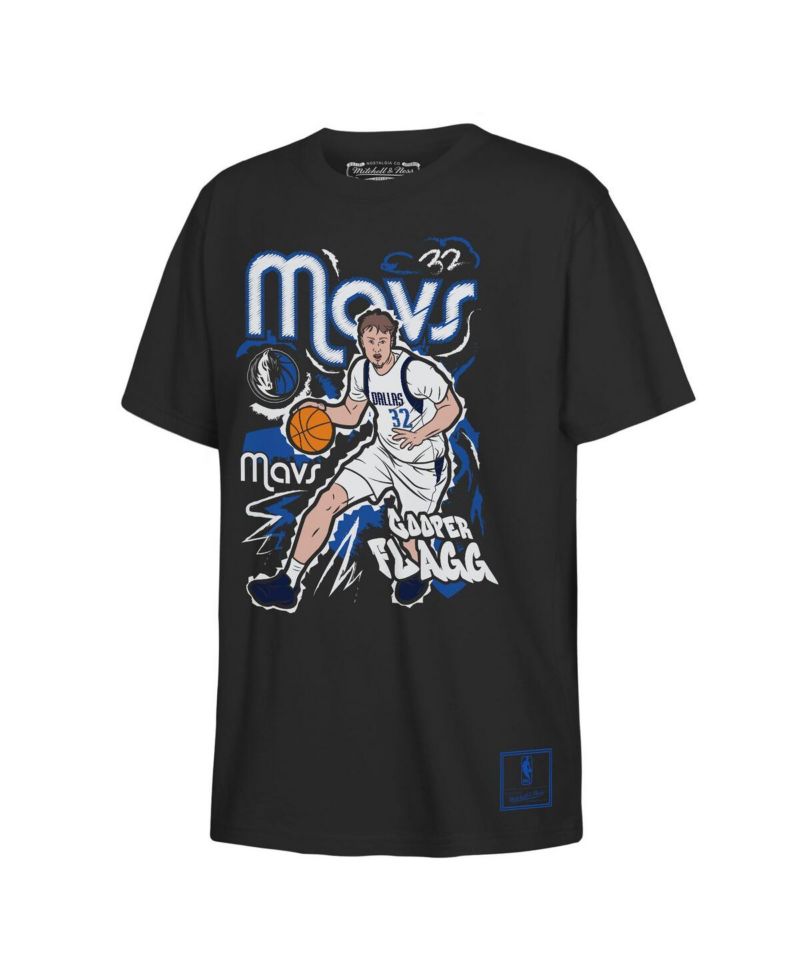 Big Boys and Girls Cooper Flagg Black Dallas Mavericks Chalked Up Player Name & Number T-Shirt