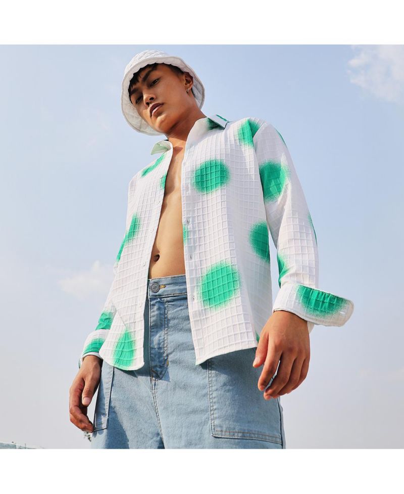 Men's Chalk White:Emerald Green Spraypaint Shirt